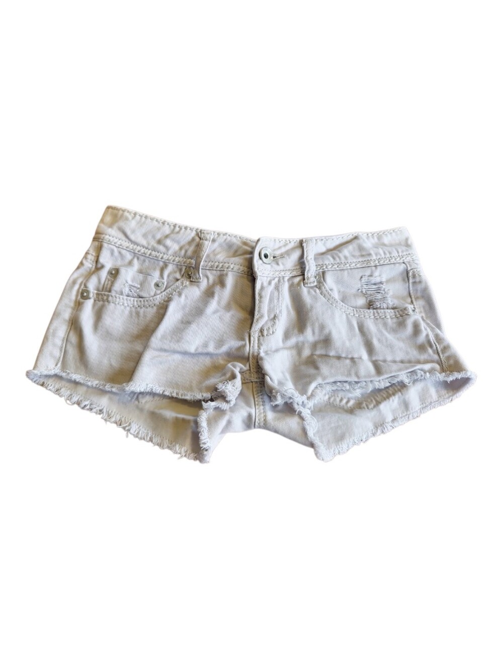 Vintage Y2K 90s Dollhouse Low Rise Ultra Mini Shorts Ivory Size 3 Womens 0-2